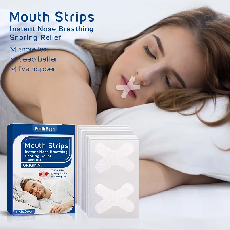 

60pcs Mouth Strips Better Breath Through the Nose Effectively Reduce Snoring Excellent Antisnore Solution Anti-snoring Patches