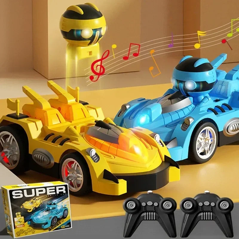 Carro de para-choque rc 2.4g, brinquedos carregáveis, controle remoto, carro de corrida de batalha, luz musical, brinquedo sensorial, robô de ejeção de colisão, presente para crianças