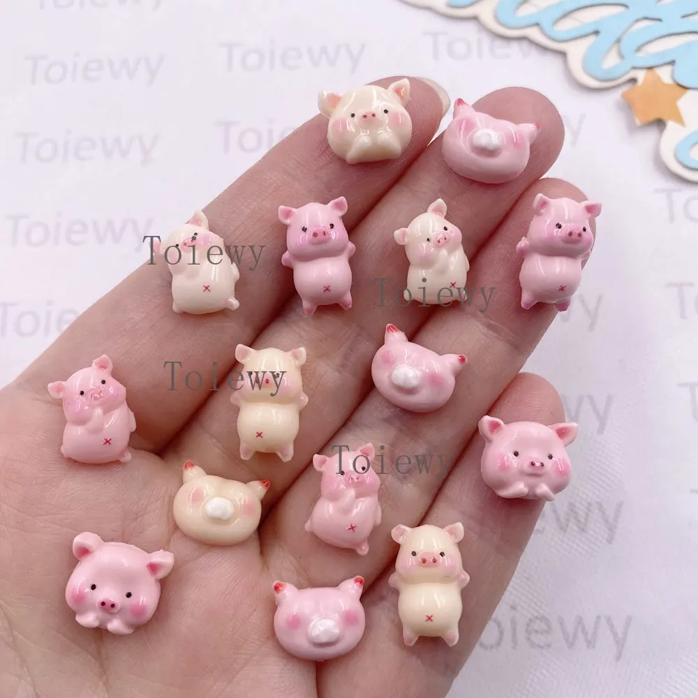 50Pcs Resin Kawaii Colorful Mini Little Pig Flat back 2D Cartoon Nail Art Stone DIY Jewellery Scrapbook Crafts Decor Accessories