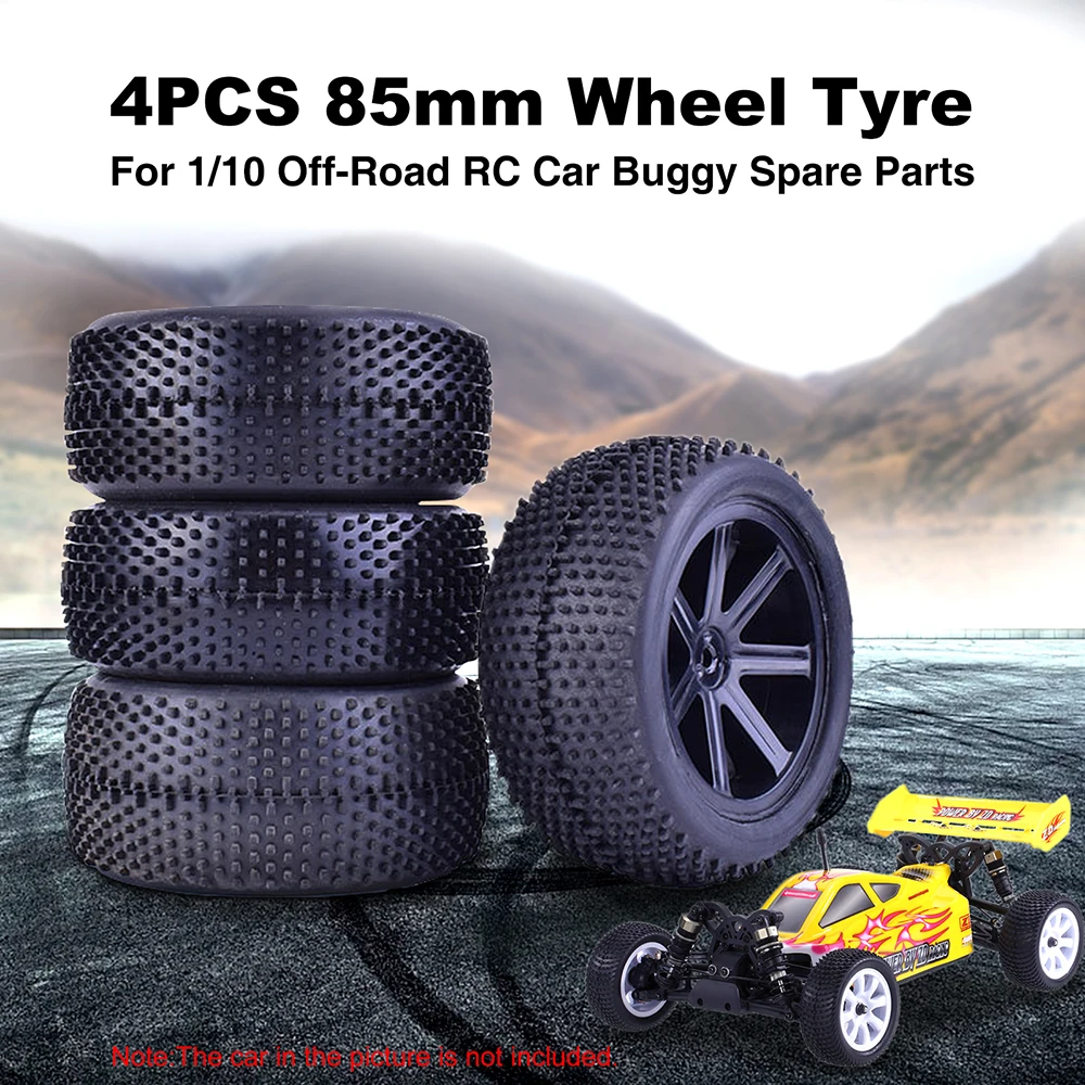 4Pcs ZD Racing 85mm Wheel Hub Rim & Rubber Tires For 1/10 Off-Road RC Car Buggy