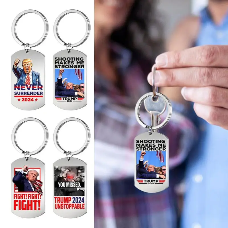 President 2024 Keychain Rustproof US Presidential Election Steel Keyring Colorful Hangable Wall Ornaments Bag Pendants