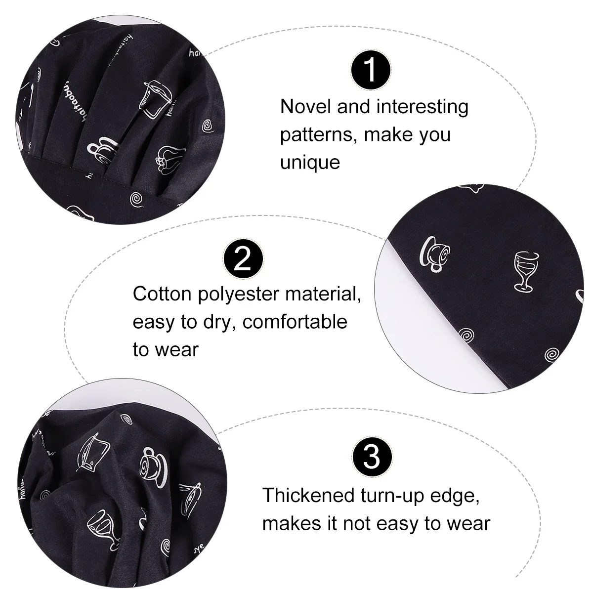 1 個のシェフハットキノコデザイン綿ポリエステル素材レストラン用の快適な厚みのあるエッジ