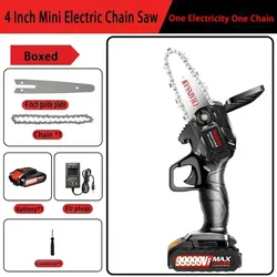 4 /6 Inch Mini Electric Chain Saw with German Lithium Chainsaw Rechargeable Portable Electric Chain Saw EU Plug Pruning Saws