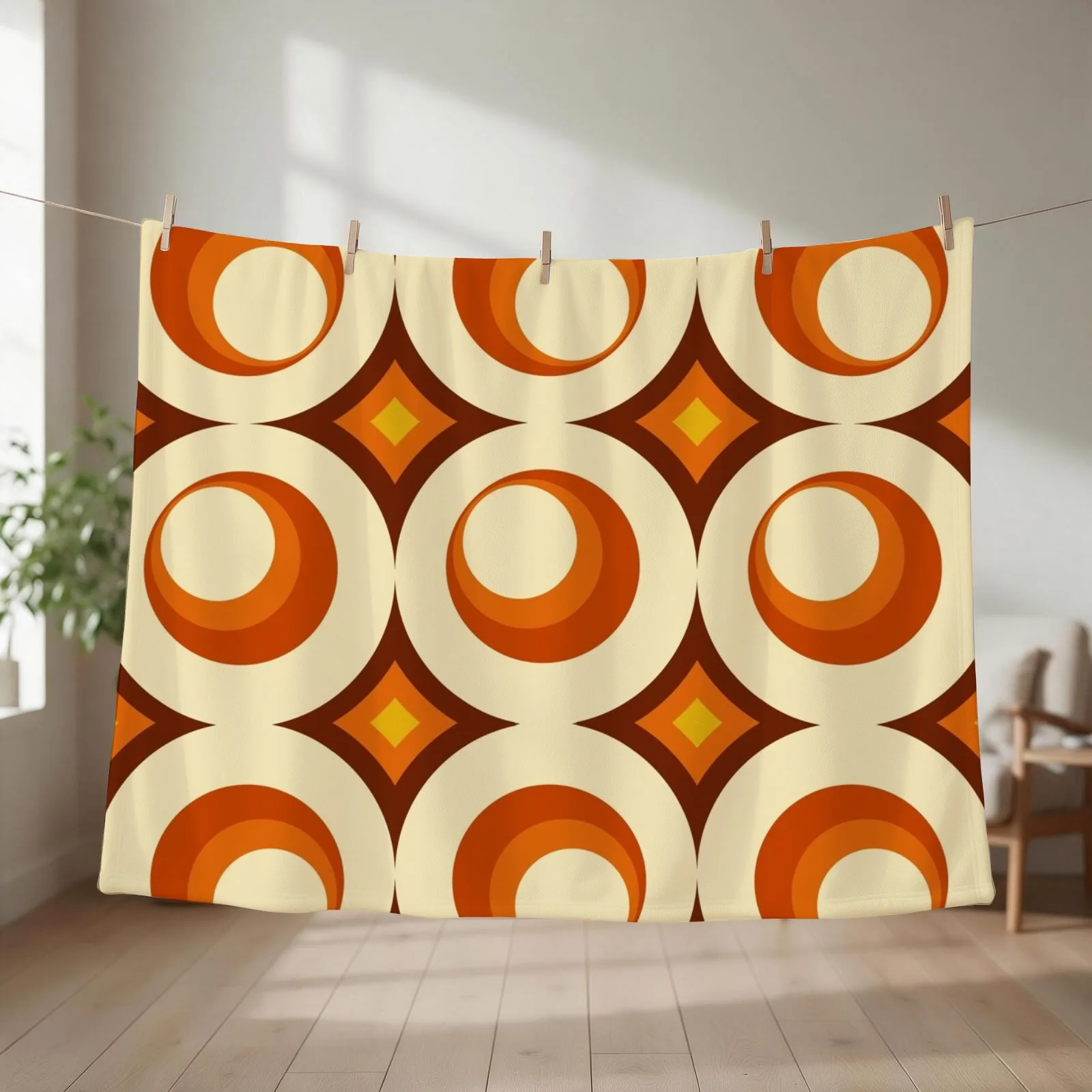 Mid-Century Modern 3 Crescent Throw Blanket couch cozy soft plush fuzzy picnic outdoor blanket