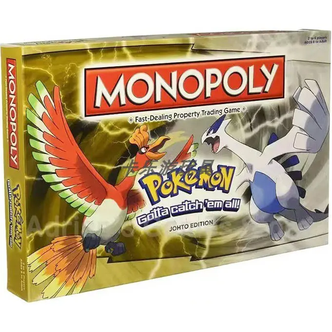 Pokemon Anime Toy Monopoly Board Game Johto And Kanto Edition English Version Family Party Game Collect Decor Toys Birthday Gift