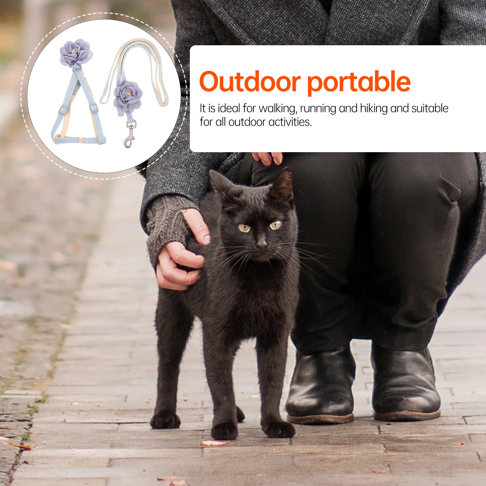 

Pet Harness Cat Leash Pulling Rope Adjustable Traction Supplies Lightweight Outdoor Walking Harness Comfortable Soft Long Daily