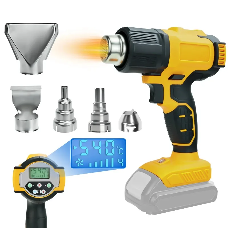 300W Cordless Heat  60℃-540℃ Fast Heating Hot Air  DIY Crafts with LCD Digital Display for 20v Battery (No Battery)