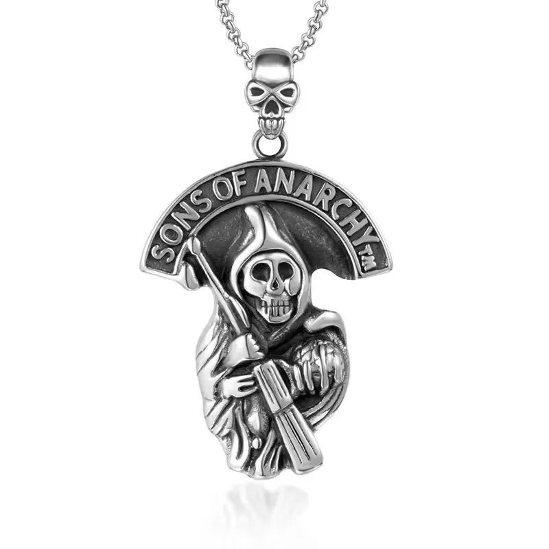 Cosplay SONS OF ANARCHY Pendant Necklace Male Personality Punk Skull Men's Domineering Necklace