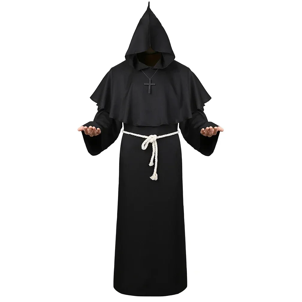 Mönch Kostüm mittelalter lichen Bruder Kapuze Mütze Umhang Renaissance Priester Robe Kostüme Männer Halloween Kostüm