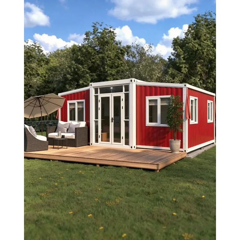 Luxury 40ft Foldable Prefab House 3 Bedroom Expandable Container Home Flat Pack Modular Mobile Tiny Cabin For Resort Use