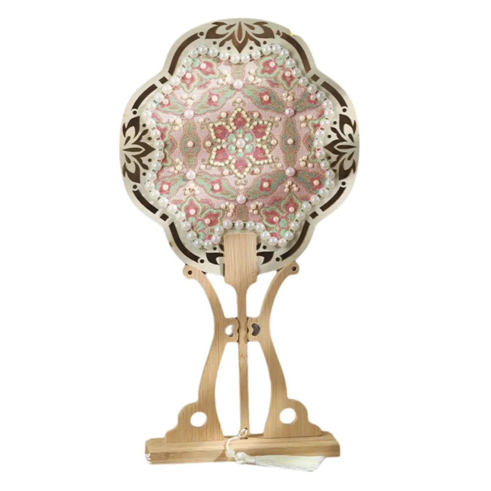 

Chinese Style Handheld Fan Handmade DIY Material Pack Ancient Style Fan with Tassel Vintage Wedding Bride's Fan Home Decor