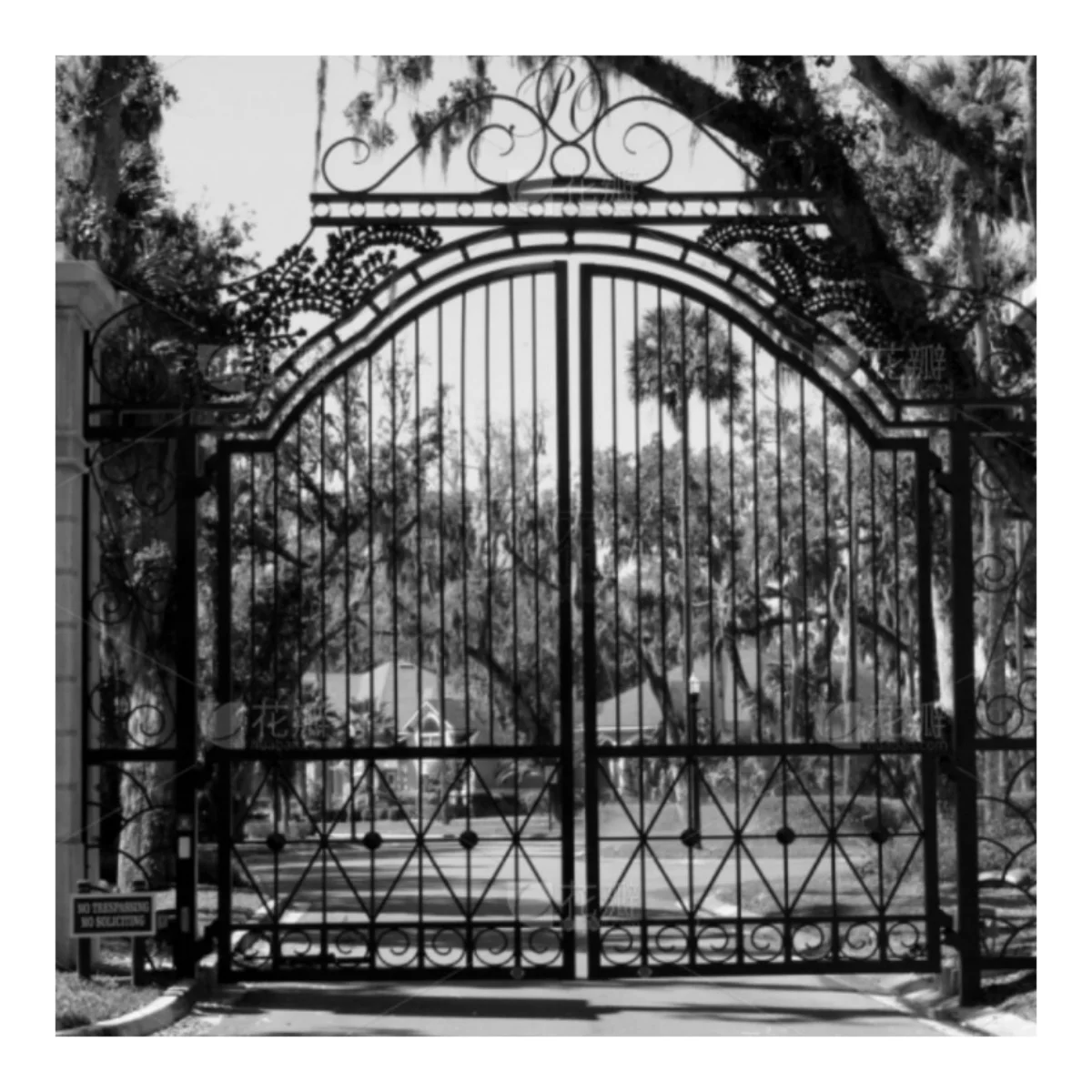Custom Driveway Gate Black Iron Steel Double Swing Gates for Home Decor Garden Fencing Outdoor Iron Gates