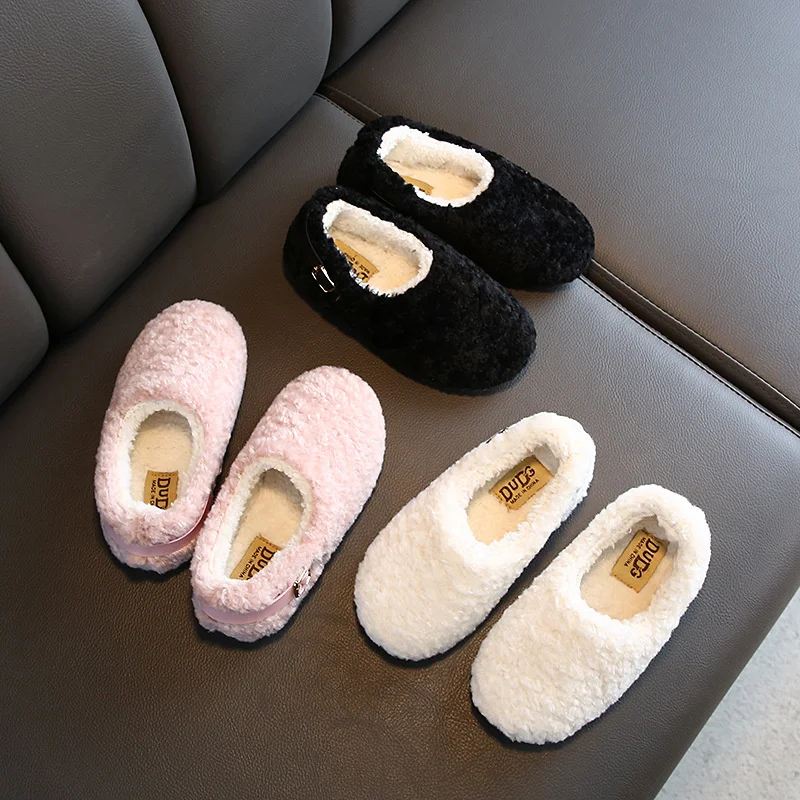 Winter Warm Casual Shoes Soft Rubber Bottom Girls Flat  Shoes Plus Velvet Thicken Children Boots 2023 lovely Non-Slip boots