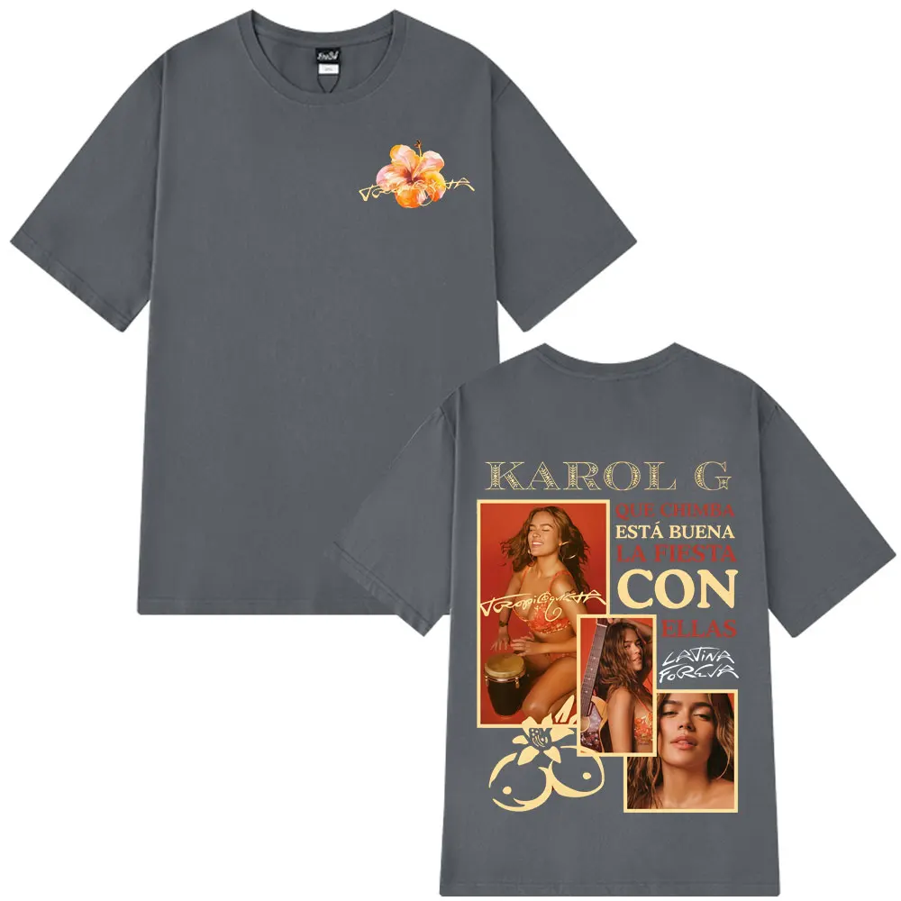Cantante Karol G Tropicoqueta 2025 Album T-shirt Uomo Donna Moda Estetica T-shirt alla moda Casual Cotone T-shirt oversize Top