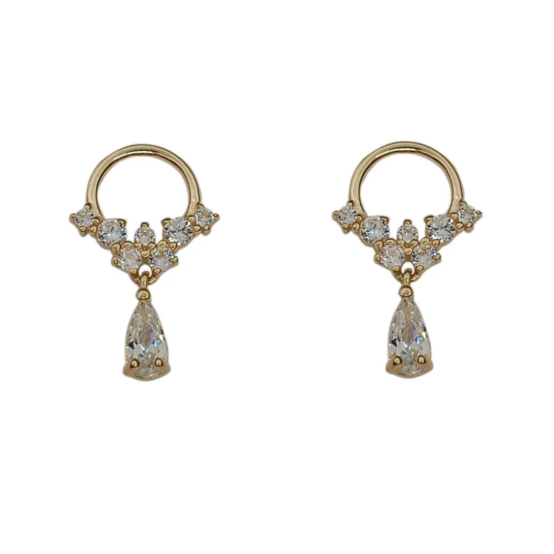 VOQ Silver Color Korean Version Simple Flower Earrings Women Pave Zircon Cute Girls Jewelry Gifts