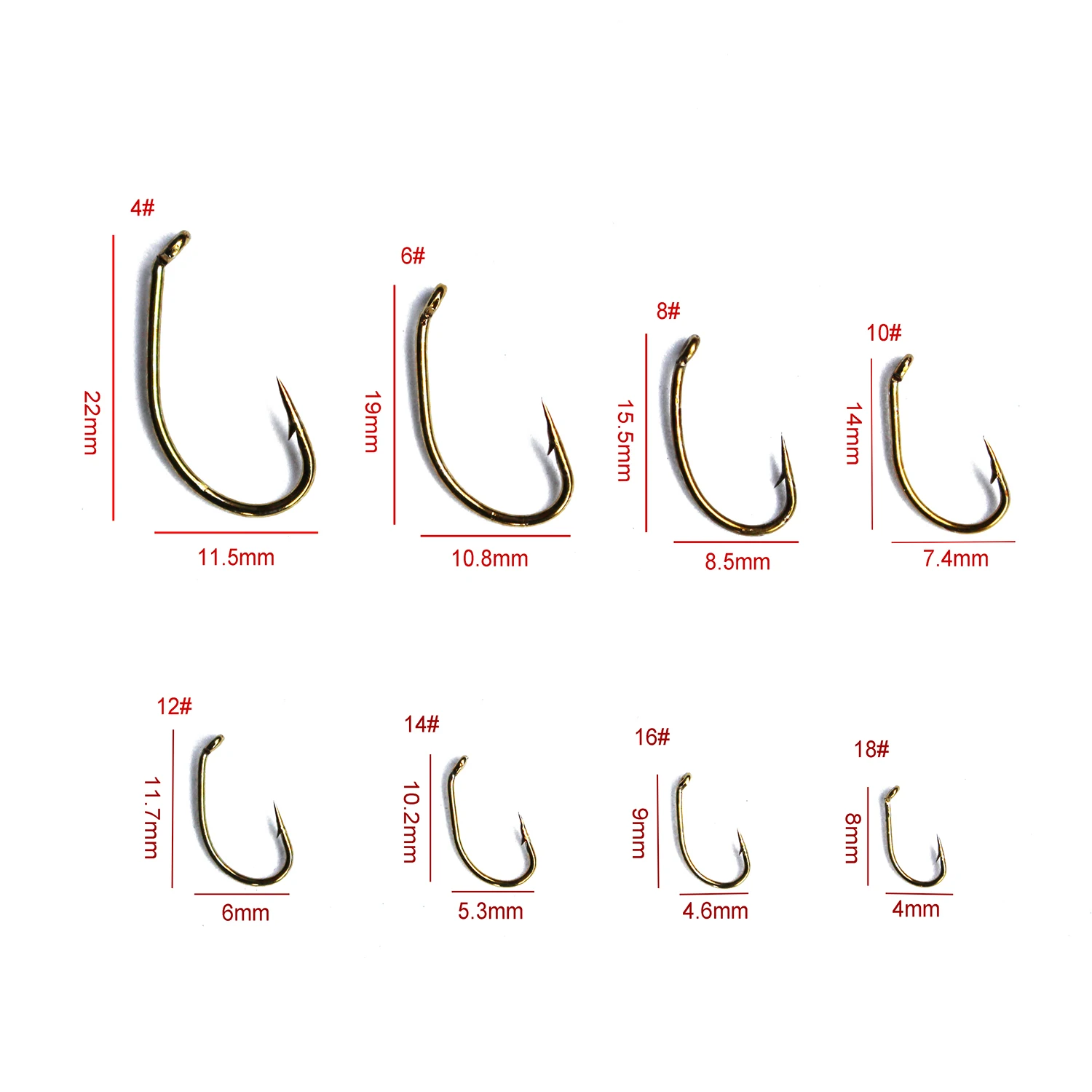 Tigofly 50 pcs/lot Fly Tying Nymph Hook wide-gape Scud Shrimp Back Caddis Pupa Fly Fishing Barbed Hooks Size 4# to 18#