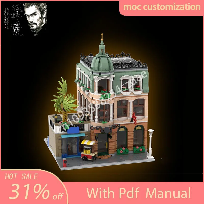 2744PCS Moc Boutique Hotel Architecture Model Building Blocks DIY Creative Assembly Bricks Kids Holiday Gift