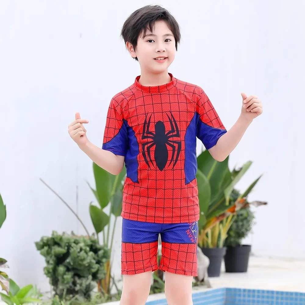 Toddler Baby Boys Swimwear Avengers Spiderman Swimsuit Kids Float Bathing Child Surfing Suit Cartoon Beach Wear With Hat Goggles