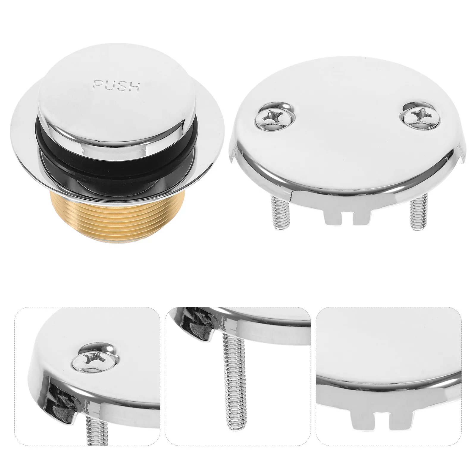 

1 Set Bathtub Drain Kit Stainless Steel Copper Overflow Faceplate For Tub Drain Stopper Plug Bath Tub Cover Trim Kit Bathroom