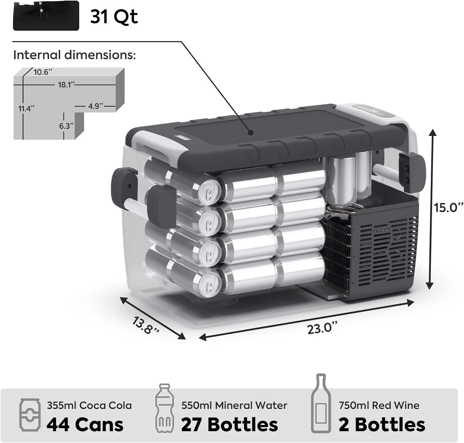 JP30 Portable Refrigerator Fridge Freezer, 30 Liters Car Refrigerator WIFI APP Control,