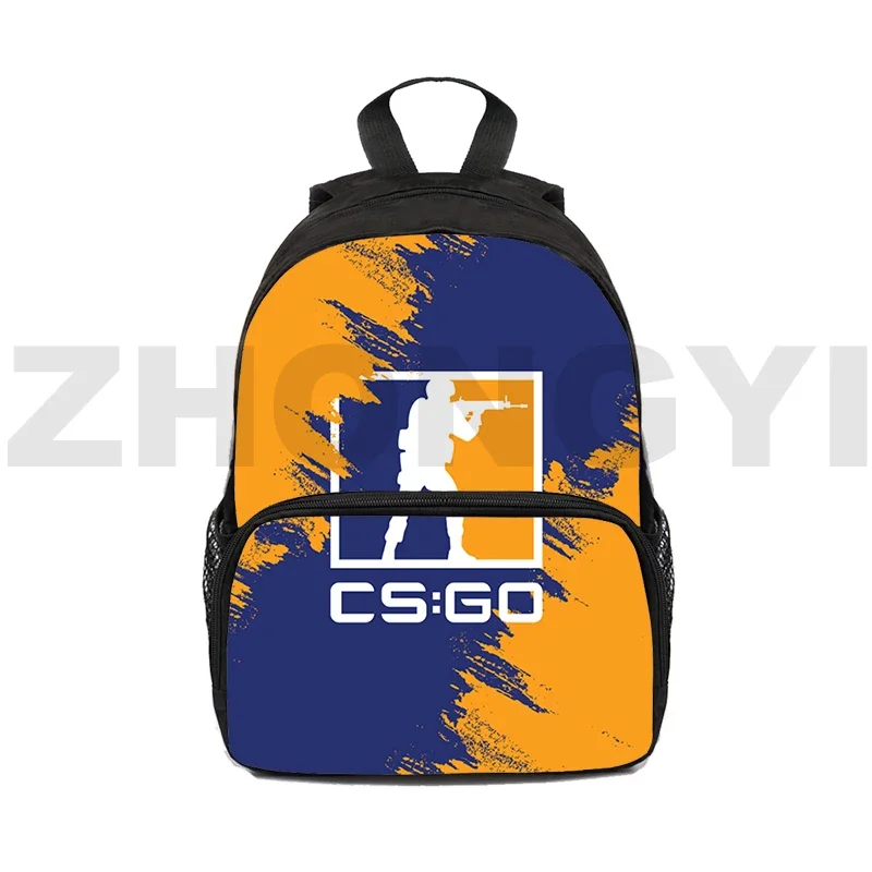 Mens CS GO Game 3D Cartoon Printing Backpacks 12/16 Inch Preppy Fancy High School Bag Anime Kids Bookbag Laptop Business Mochila