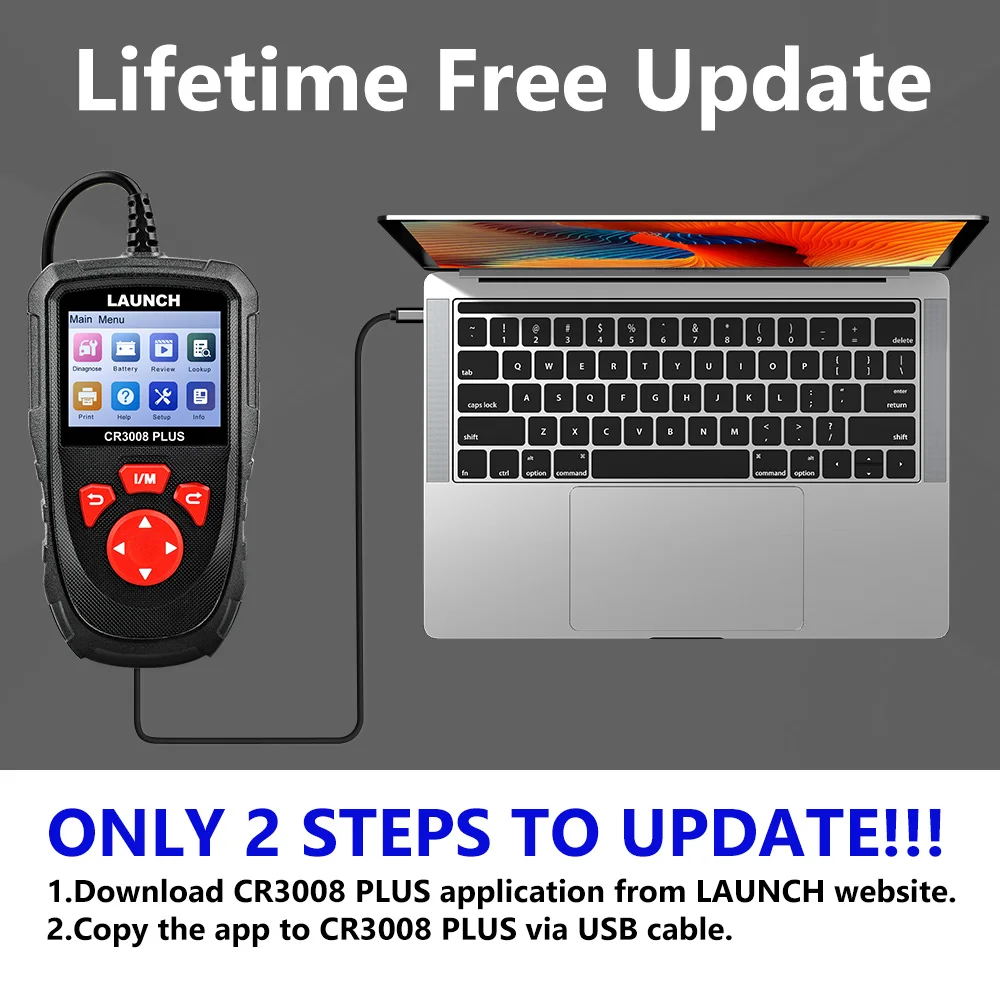 LAUNCH X431 CR3008 Plus Full OBD2 Diagnostic Tool Support Engine Battery Test OBD2 Scanner Free Update Online PK KW850