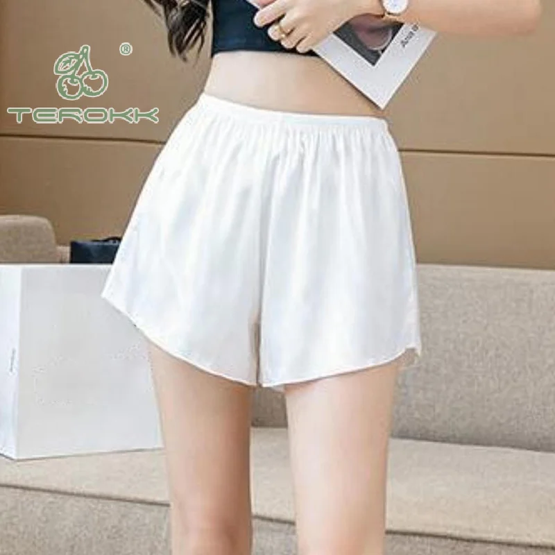 Fashion Casual High Waist Safety Shorts Summer Loose Lace Satin Home Comfortable Shorts For Women Girls Under Skirt Panties