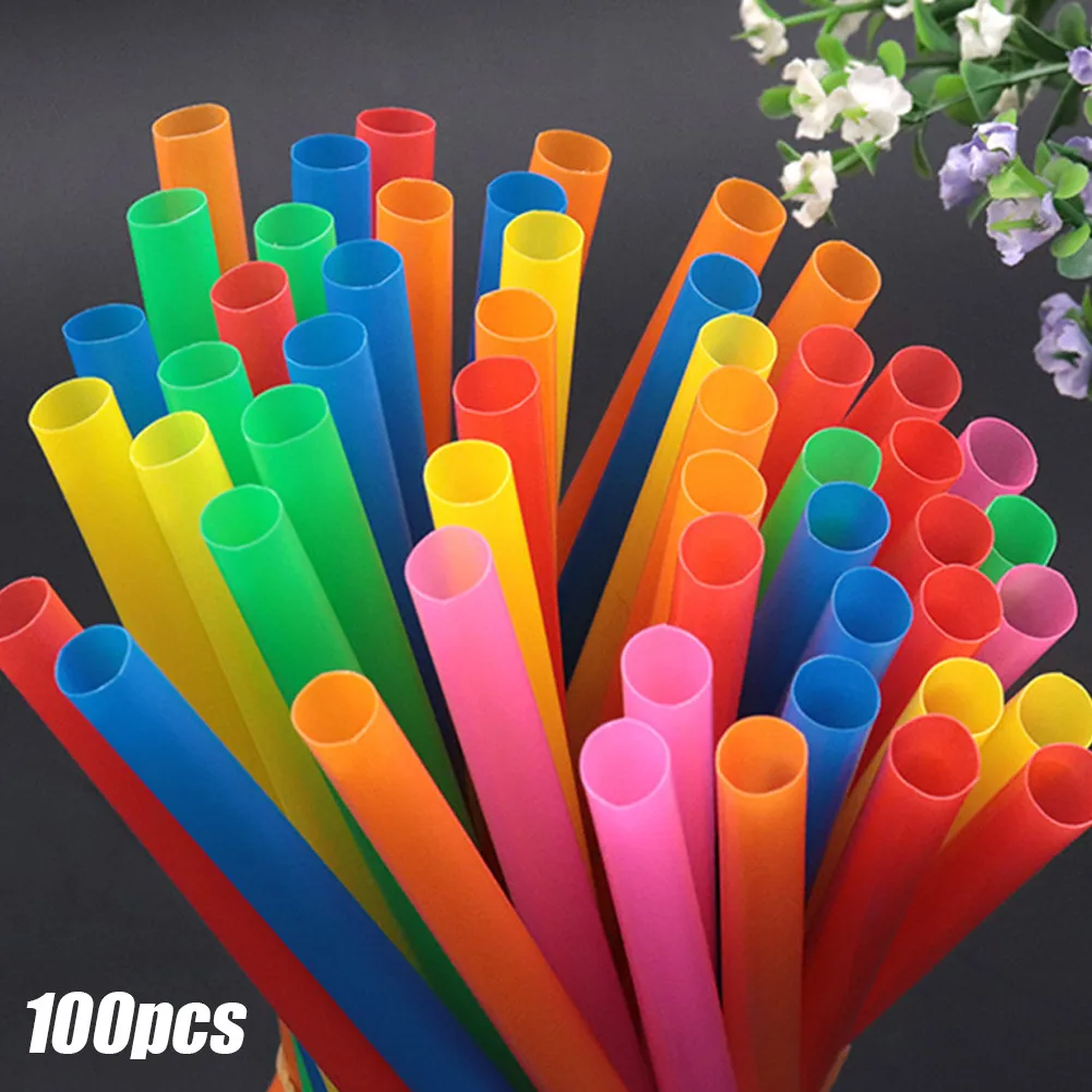 

100pcs Big Milkshake Smoothie Straws 210x11mm Colorful Plastic Drinking Straws Milk Tea Bar Party Wedding Beverage Thick Straw