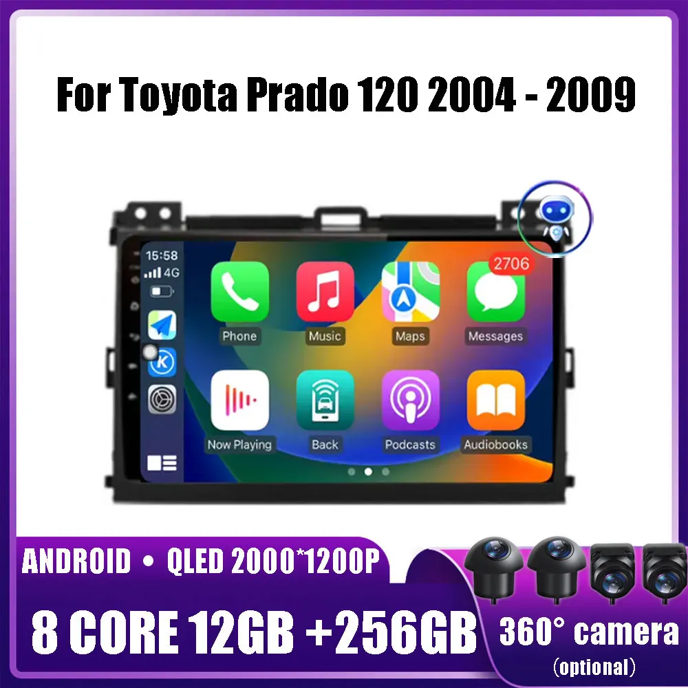 

Android 14 for Toyota Prado 120 2004 - 2009 Car Multimedia Player Head Unit Stereo GPS Navigation BT WIFI DVD 2 din