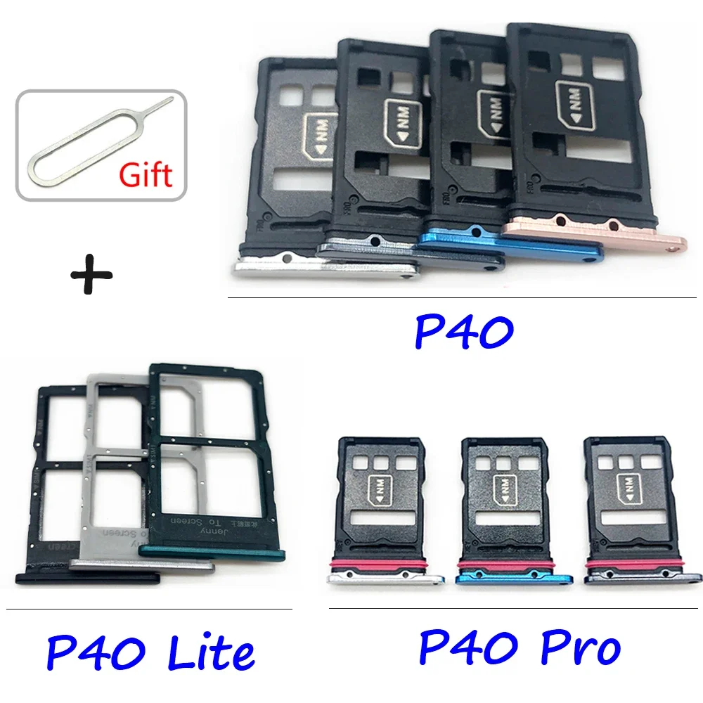 Original SIM Card Slot SD Card Tray Holder Adapter Replacement Part With Pin For Huawei P40 Lite P40 Pro Mobile Phone Adapter