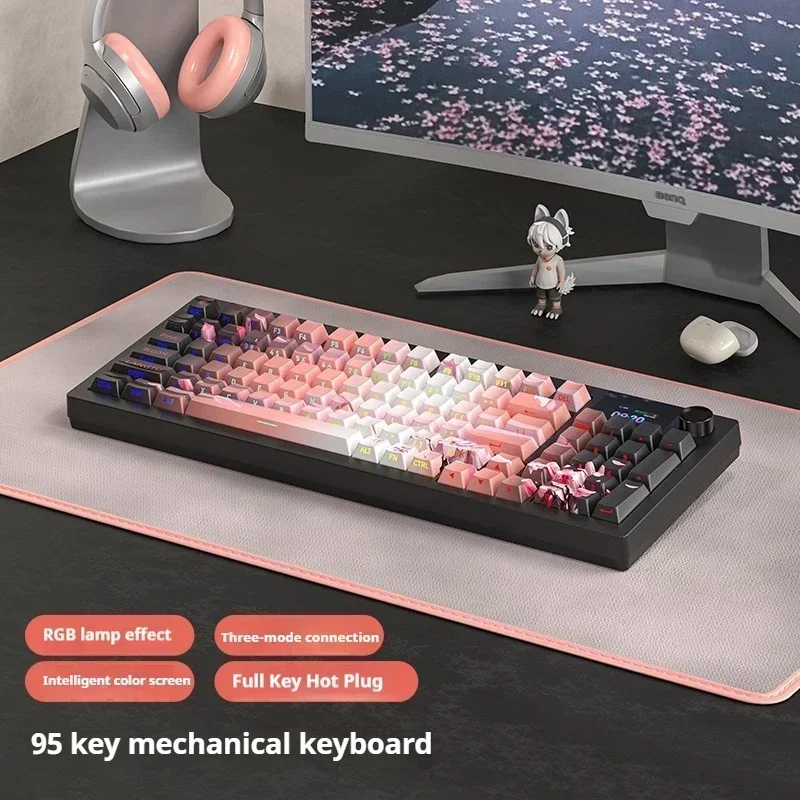 Langtu Lt95 Pro игровая клавиатура Rgb с горячей заменой макро-драйвер прочная беспроводная трехрежимная индивидуальная механическая клавиатура аксессуар для ПК