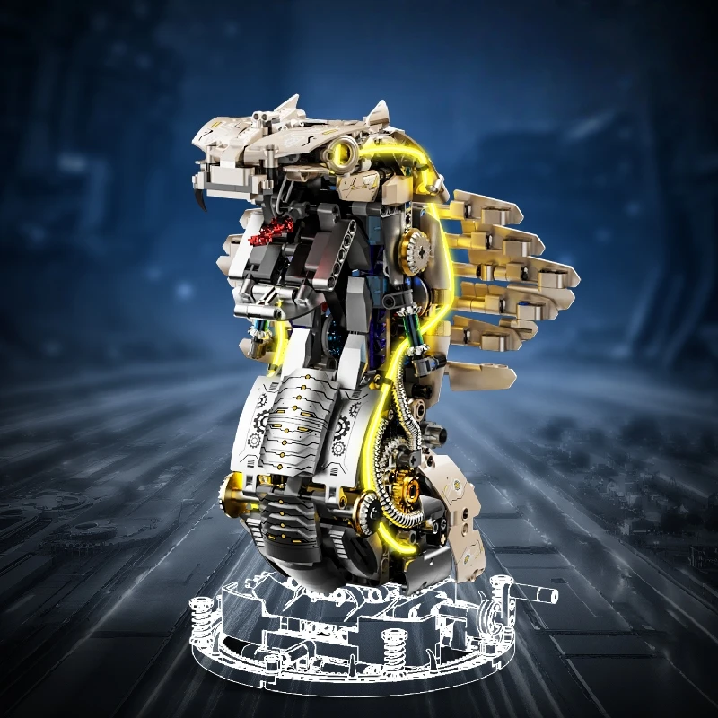1186 個のビルディングブロック機械式コブラ動物モデルライトアップクリエイティブ 3D 装飾クリスマス教育ギフト