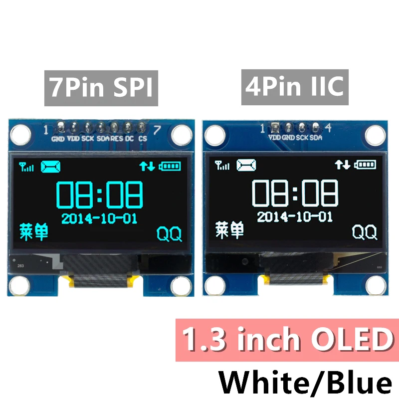 

Органический светодиодный модуль 1,3 дюйма, белый/синий цвет, SPI/IIC I2C Communicate 1,3x64, органический светодиодный ЖК-дисплей 1,3 дюйма, органический светодиодный модуль дисплея дюйма