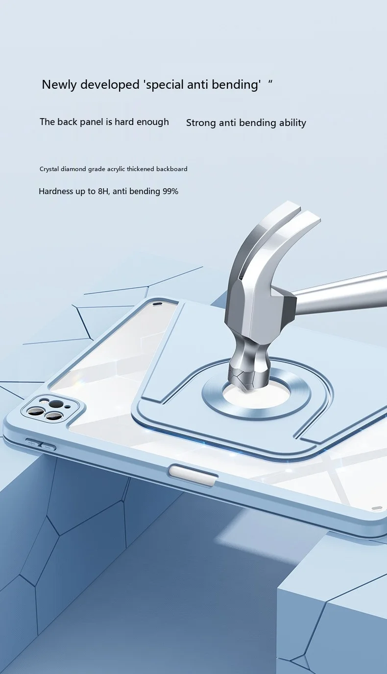 Für iPad 11 10,9 10,2 9,7 Zoll Magnetische Abnehmbare Acryl 720° Drehbare Stoßfeste Schutzhülle mit Schlaf-Wach-Funktion – Detail 7