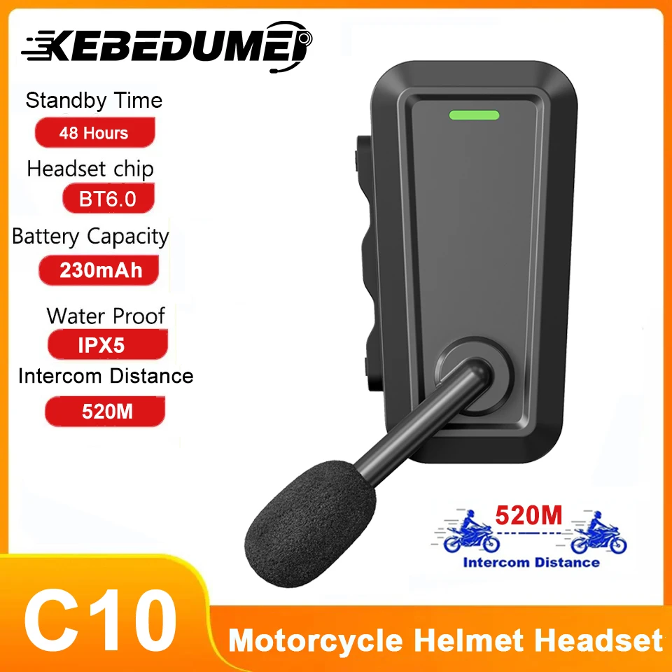 Image of 1/2 Stück C10 Motorrad-Sommerhelm-Headset Bluetooth 6.0 Stereo Freisprechfunktion Wasserdichter Kopfhörer für Fahrradfahren