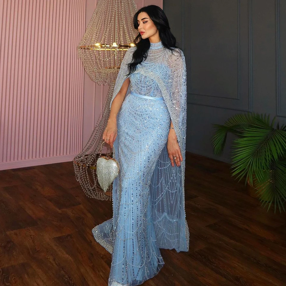 Formal Arabic Evening Dresses Luxury Pearls Arabic Evening Graduation Dresses With Cape 2026 Mermaid Long Formal Formal Arabic Evening Dresses Luxury Pearls Arabic Evening Graduation Dresses With Cape 2026 Mermaid Long Formal