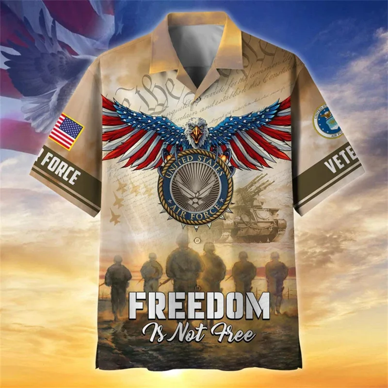 

Summer New 3D UNITED STATES Soldier Veterans Armys Print Shirts Kid Fashion Short Shirts For Men Women Harajuku Hawaiian Clothes