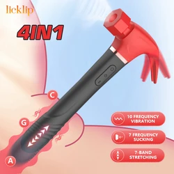 LICKLIP 4IN1 Love Hamma Vibrator G Spot Clitoris Stimulation Dildo Hammer Shape Vibrator Sucker Vibration Sex Toy For Women 18+