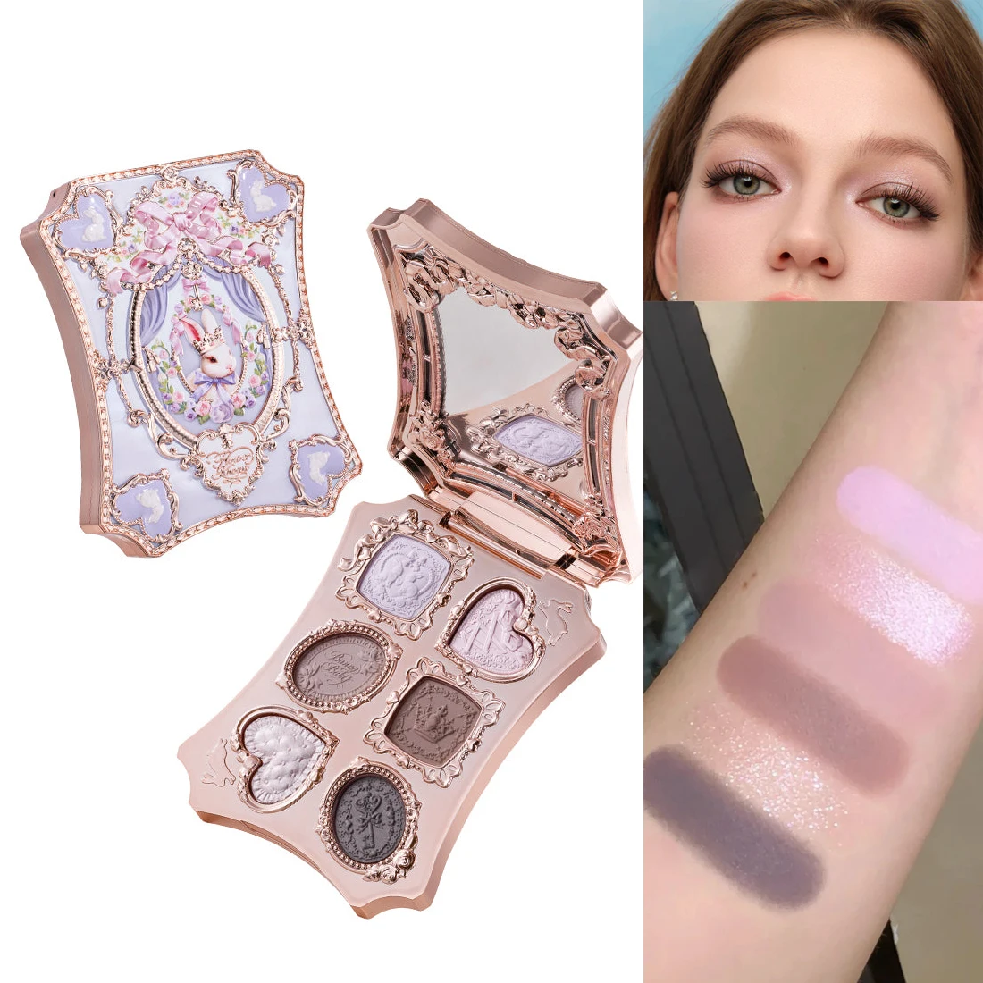 Flower Knows Swan Ballet 6 Color Eyeshadow Palette Matte Shimmer Pearl Glitter Waterproof Highly Pigmented Long Lasting Makeup image 3