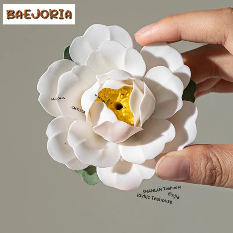 Handcrafted Peony Flower Incense Holder Mist Smoking Steamers Incense Burners Consecrate Censer Bedroom Supplies Decoration Gift