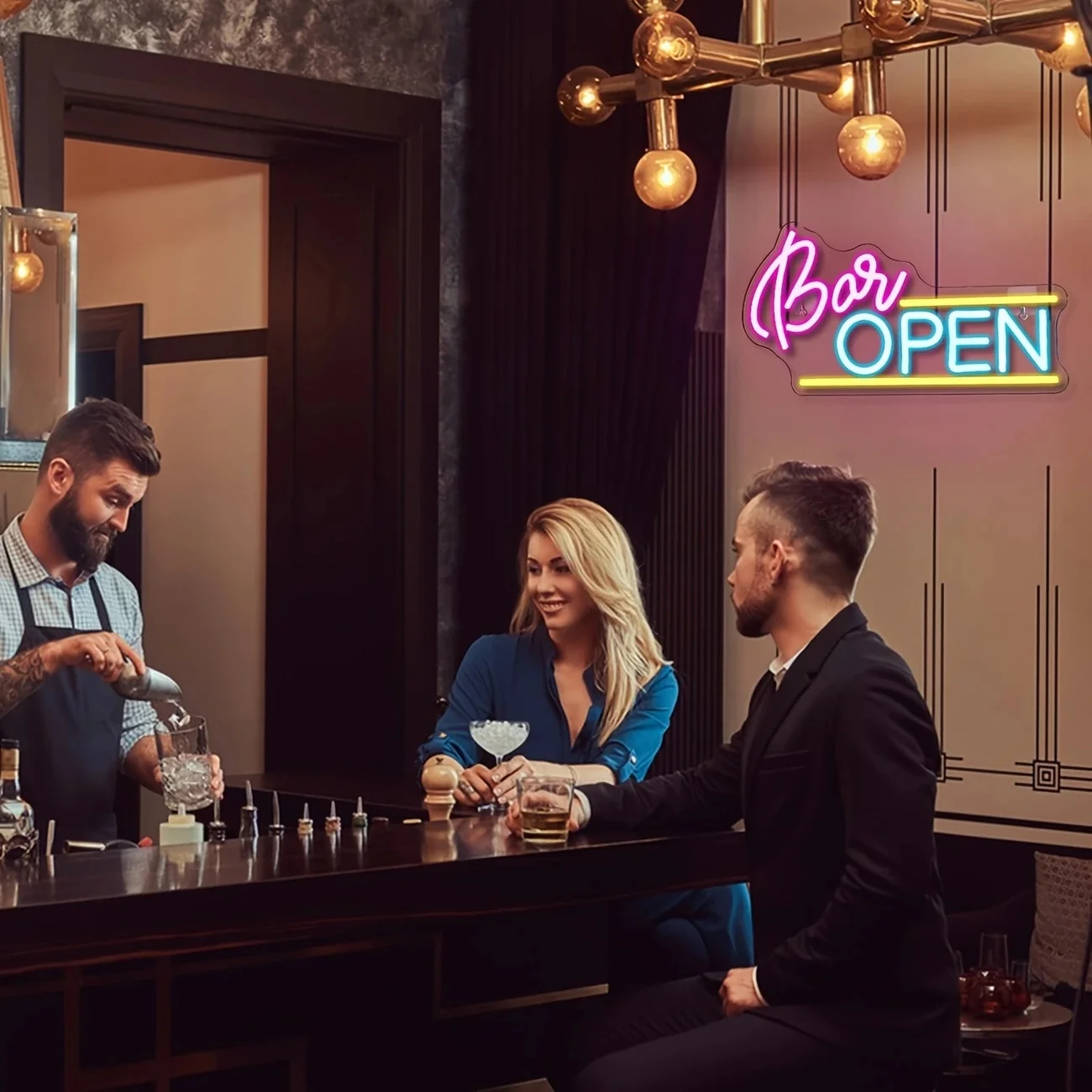 Bar open neon sign, LED Neon Light Sign, Suitable For Party Wall Decoration, USB Poweredo Suitable For bar Decoration, Gfts