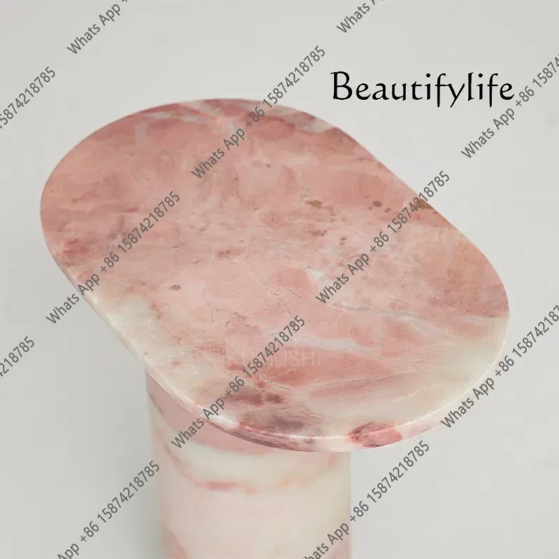 0 Pink Stone Edge Few Designer Villa Living Room Home Light Luxury Marble Edge Few Sofa Side Table