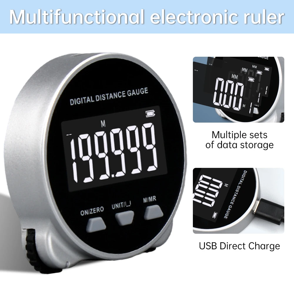 الرقمية المحمولة الإلكترونية حاكم مقياس مسافات شاشة LCD عالية الدقة 0-99 متر عالية الدقة مسح أداة قياس قابلة للشحن #1