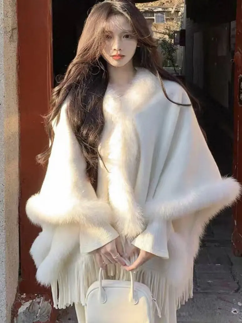 

Теплое и стильное женское пальто с воротником из искусственного меха, повседневная вязаная верхняя одежда, Зима 2025, Новинка, Элегантное и комфортное