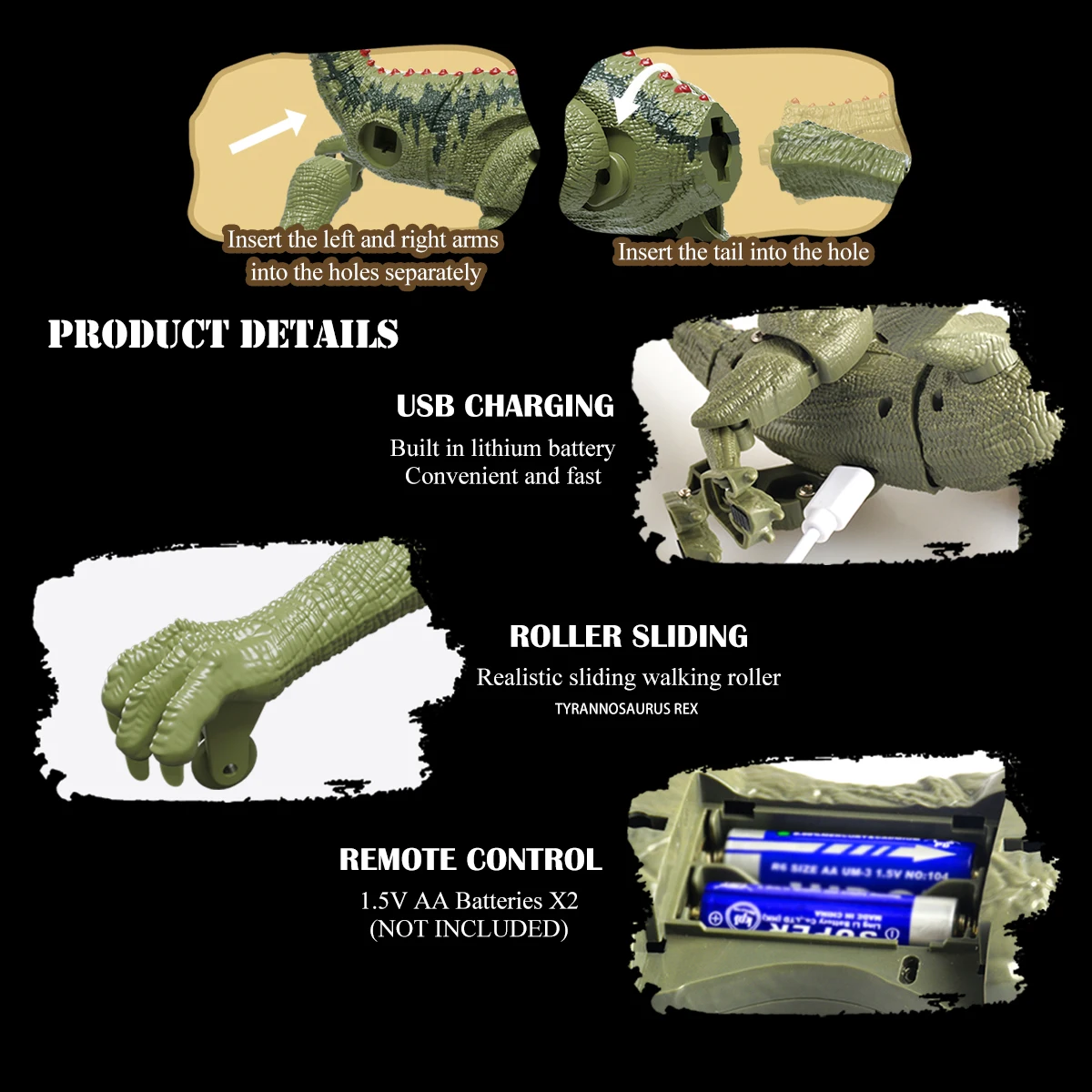 Zdalnie sterowane zabawki dinozaurów, chodzący dinozaur ze światłem i dźwiękiem Velociraptor Tyrannosaurus Rex Spinosaurus Zabawka Prezenty