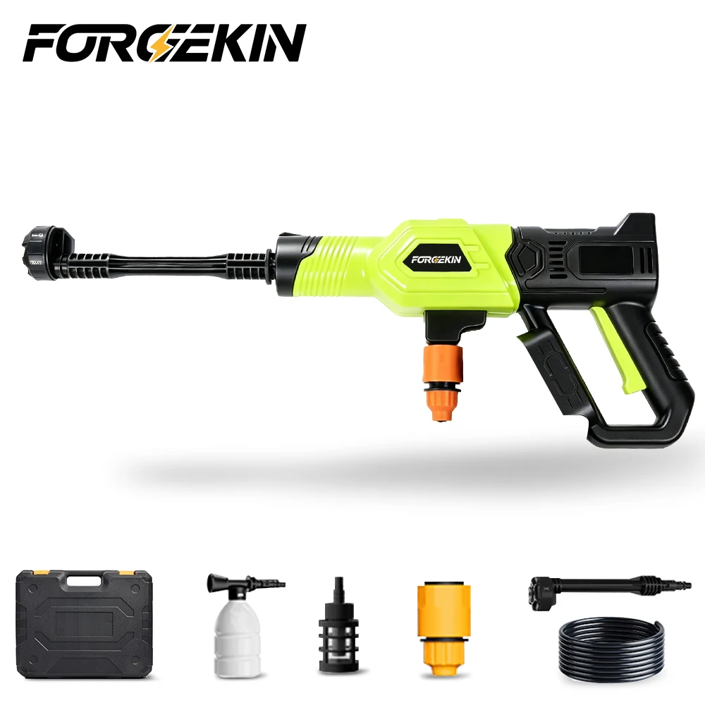 FORGEKIN 20V Wireless High Pressure Washer Gun 6in1 Cordless Spray Gun Car Garden Washer Tool For Makita 18V Battery Pin
