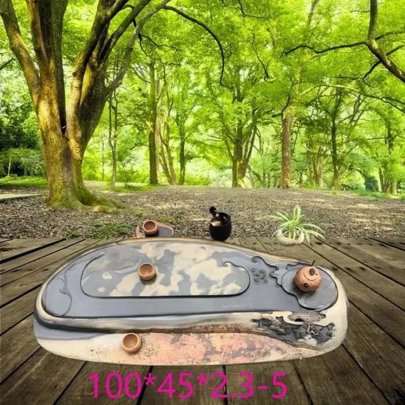 Stone  tray Household  sea natural raw stone tea table inkstone golden halo drainage  set