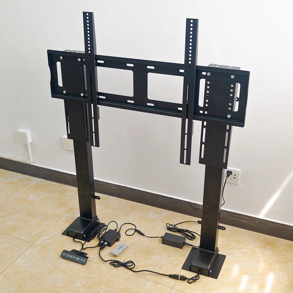 Commercial Heavy Du ty Dual Motor Electric TV Lift Mechanism 1000N for 52-84 Inch Large TV Conference Room Hotel Supply