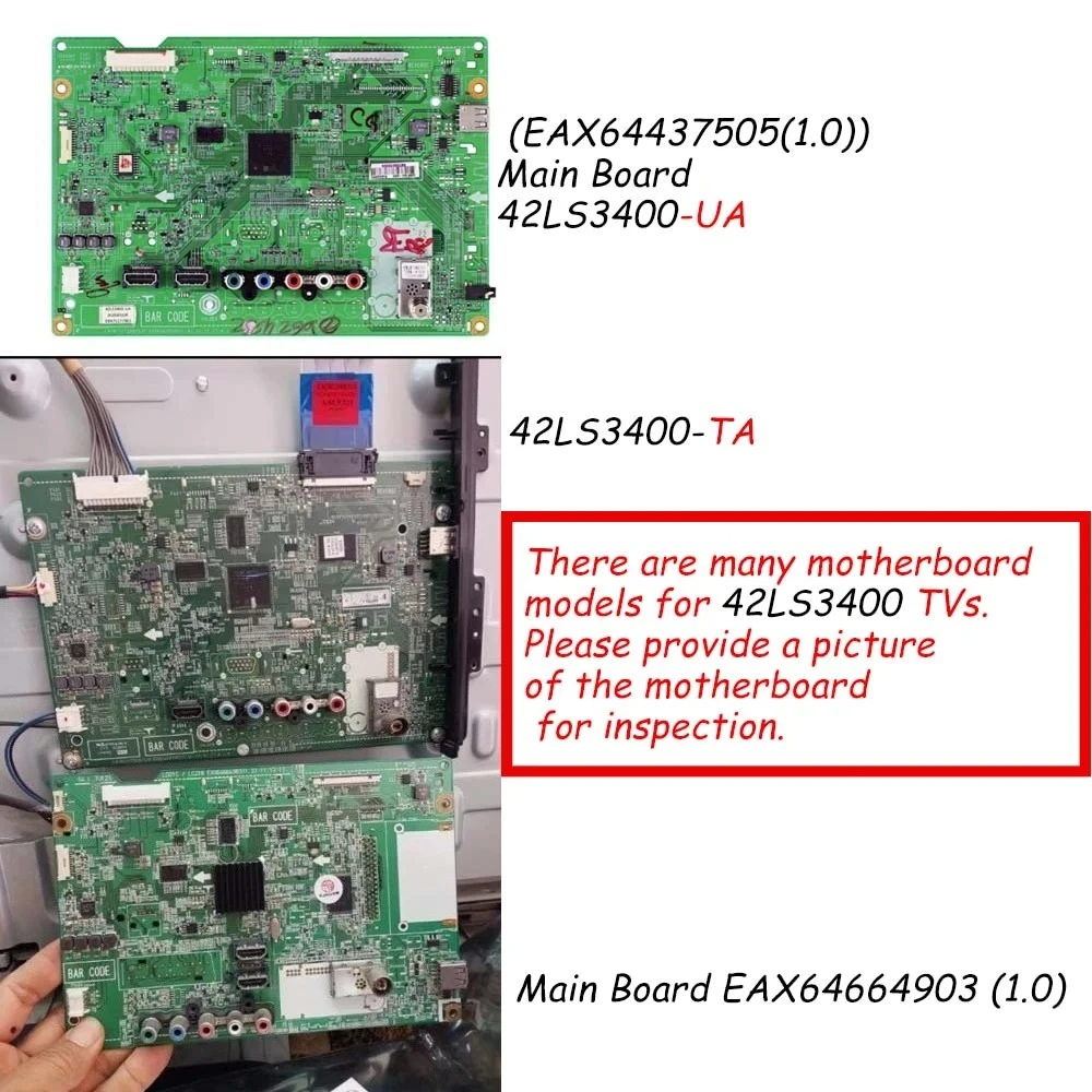 For LG TV 42CS460 42LS3400 42LS4100 42LS340T 42LS340S Main Board EAX64664903(1.0)  EBT62058314 EBT62082625 Motherboard