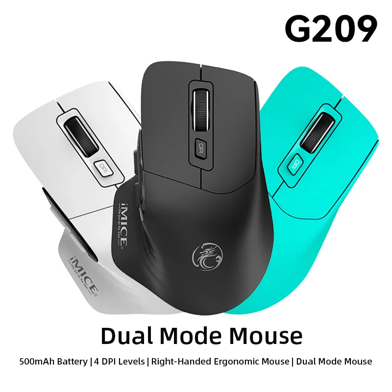 Right Hand Ergonomics Design Mouse Rechargeable Wireless 2.4G Bluetooth Dual-mode Mute Button Office for Medium & Large Hands